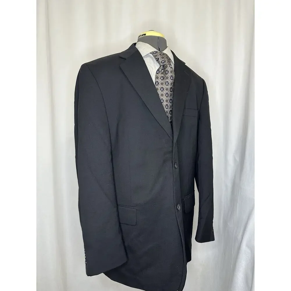 46L Slim Blazer Black Wool 2 Button Mens 3XL 48